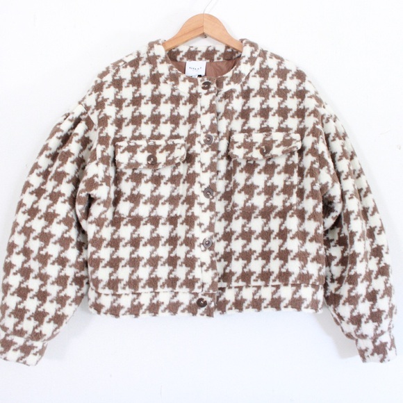 GILLI Houndstooth Shacket Brown - Picture 2 of 6